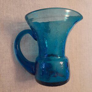 Blenko Blue Crackle Glass Pitcher/ Vase